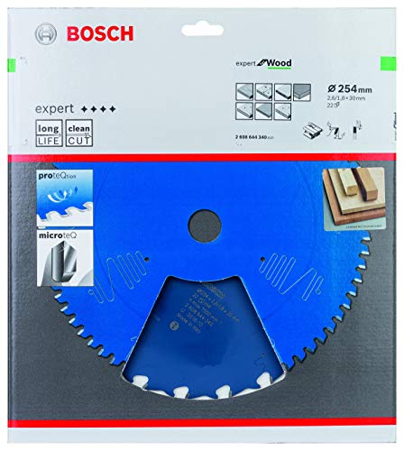 Bosch Accessories 1X Lama Per Sega Circolare Expert For Wood (Per Legno, 254 X 30 Mm, 22 Denti, Accessorio Circolare)