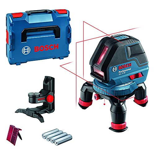 Bosch Professional Livella Laser Gll 3-50 (Laser Rosso, Da Interno, Raggio D'Azione: 10 M, 4 Batterie Aa, Supporto Rotante, Attacco Bm1, L-Boxx)