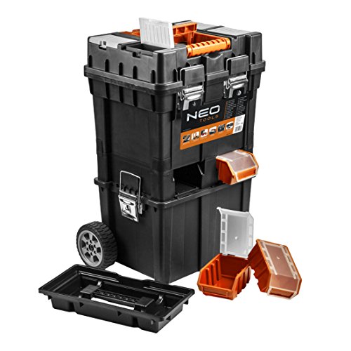 Neo Tools Cassetta Degli Attrezzi Su Ruote, Officina Mobile 40X40X70,5 Cm, Quattro Organizzatori, Quattro Ergobox Con Serratura, Serrature In Metallo,