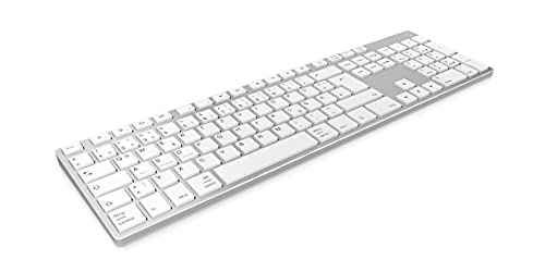 Keysonic Tastiera Wireless Bluetooth 60395 Per Mac, Windows, Android, Tablet E Pc, Batteria, Multi-Canale, Argento/Bianco