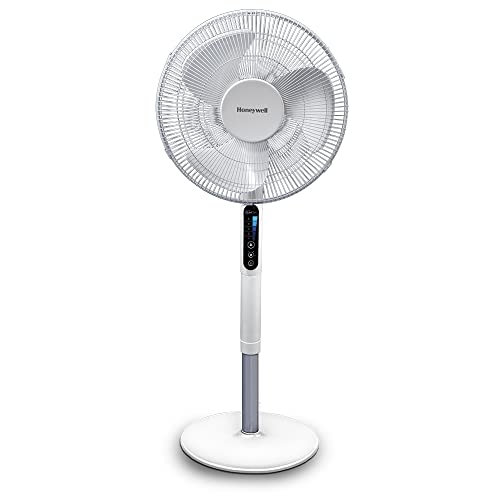 Ventilatore A Stelo Oscillante Honeywell Quietset Avanzato (5 Impostazioni Di Velocità, Timer, Oscillazione A 70°, Altezza Regolabile, Telecomando, Fa