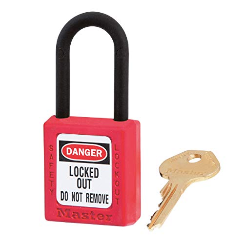 Master Lock 406Red Lucchetto Di Sicurezza In Materiale Termoplastico Per Installazione Elettrica, Rosso, Archetto 3,8 X 2 Cm