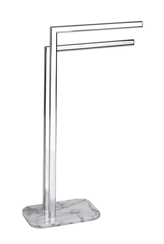 Wenko Piantana Portasalviette In Marmo Onyx, Acciaio, 48 X 81.5 X 19.5 Cm, Cromo