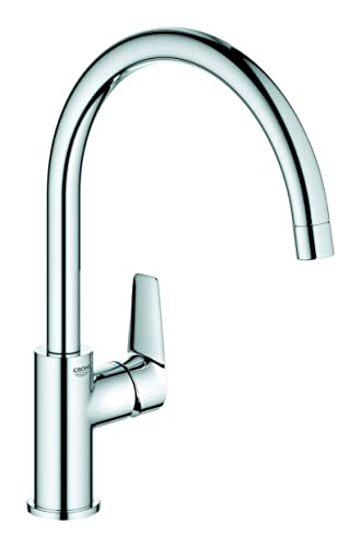 Grohe 30529001 Quickfix Start Edge, Miscelatore Monocomando Per Lavello, Bocca Girevole, Sistema Di Installazione Semplice, Cromo