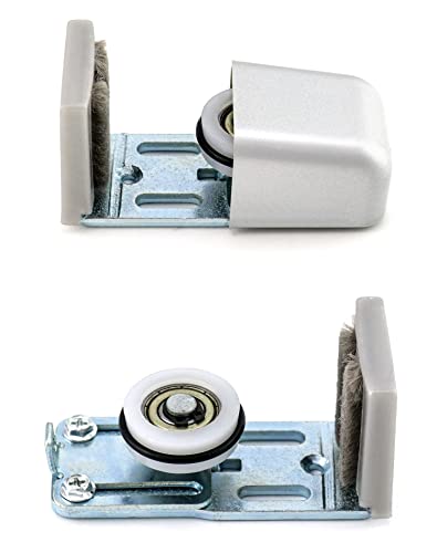 Qwork Binario Per Porta Scorrevole, Guida Per Porta Scorrevole, A Basso Rumore, Anti Oscillazione, Argento, 2 Pezzi