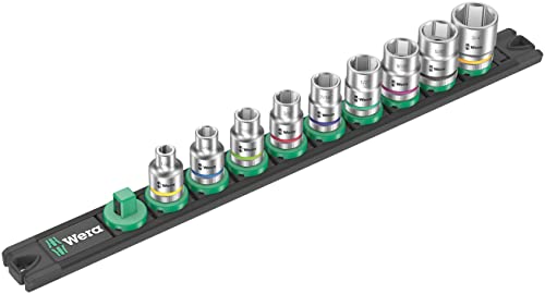 Wera 05005450001 Listello Magnetico Serie Bussole B Imperial 1 Zyklop, Attacco Da 3/8", In Pollici, 9 Pezzi, Nero