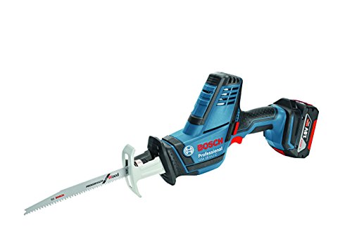 Bosch Professional 06016A5002 Universale Gsa 18V-Li Compact, 2 Batterie 5.0 Ah, Caricabatterie, 3 Lame Per Sega, Profondità Di Taglio In Legno/Aacciai