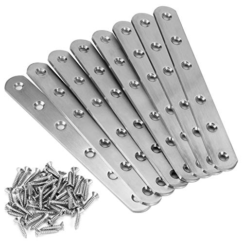 8 Pezzi Piastre Di Giunzione Per Riparazione,Mwoot Acciaio Inox Dritto Riparazione Collegata Piastra Piatta Supporto Fissaggio Staffa Con 50 Pezzi Vit