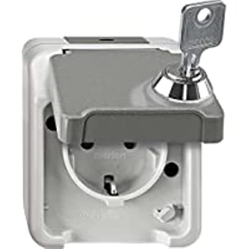 Merten, Set Di Prese Schuko A Chiave, Aquastar, Grigio, Meg2423-8029