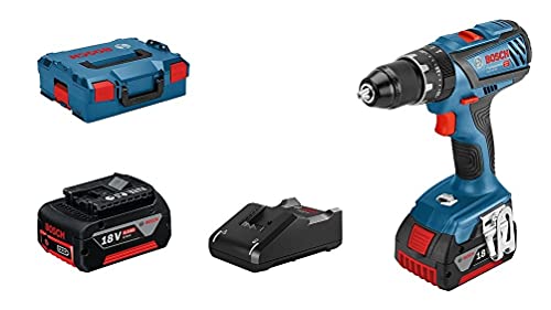 Bosch Professional Trapano A Percussione A Batteria 18 V System Gsb 18 V - 28 (Coppia Massima 63 Nm, Incl. Batteria 2X4.0 Ah, Caricatore Gal 18 V-40,