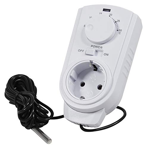 Mc Power 1653085 Termostato Per Presa | Tcu-440 | 5-30 °C Max. 3.500 W, 230 V/16 A, Sensore Controllo Di Condizionatori E Riscaldamenti Senza Posa, Ne