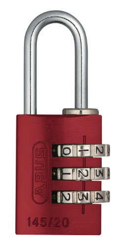 Abus Lucchetto A Combinazione 145/20 Rosso - Lucchetto Per Bagagli, Armadietti E Molto Altro. - Lucchetto In Alluminio - Codice Numerico Regolabile In
