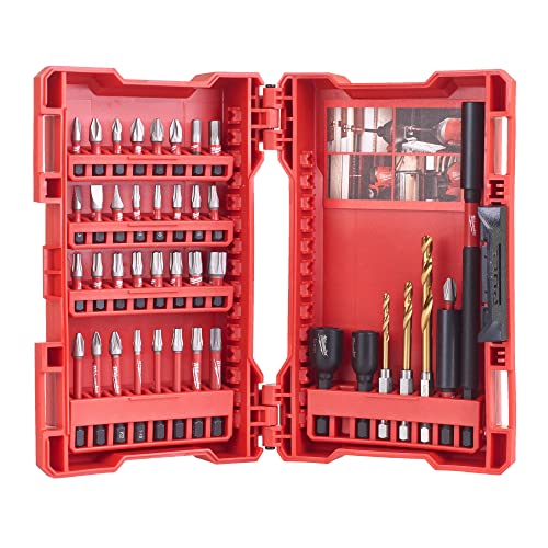 Milwaukee 4932430908 Shockwave Set Di Punte Per Trapano/Cacciavite, Colore Rosso, 40 Pezzi