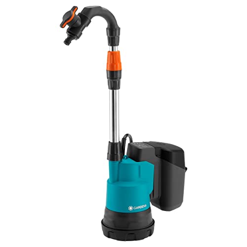 Gardena Pompa Per Cisterna A Batteria 2000/2 18V P4A Senza Batteria: Pompa Sommersa A Batteria Con Filtro Integrato, Protezione Da Funzionamento A Sec
