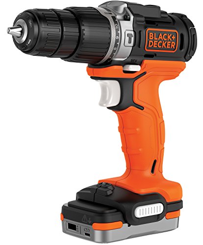Black+Decker Bdchd12S1-Xj Bdchd12S1-Xj-Taladro Percutor 12V Con 1 Batería 1,5Ah Usb, 18 W, 12 V