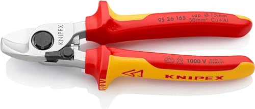 Knipex Cesoia Per Cavi Con Molla Di Apertura Cromata, Isolati Con Manici Rivestiti In Materiale Bicomponente, Collaudati Vde 165 Mm 95 26 165