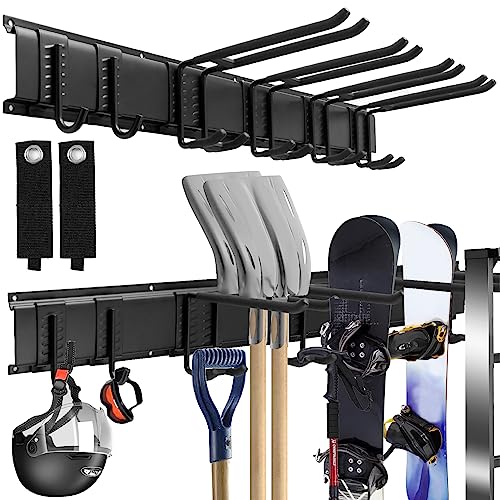 Staffa Da Parete Per Gestore Attrezzi Da Garage, Staffa Di Stoccaggio Per Gestore Parete Garage Con 6 Ganci, Gancio Per Attrezzi Da Giardino Per Attre