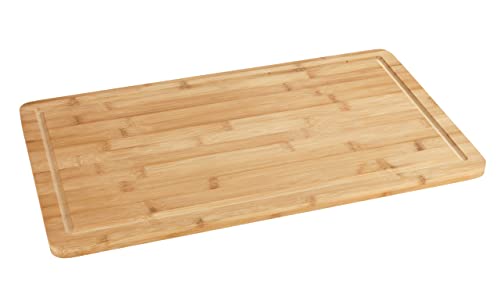Wenko Piastra Coprifornelli In Bambù - Asse Da Cucina, Tagliere Con Scanalatura Raccogli-Liquidi, Bambù, 52 X 1.5 X 30 Cm, Marrone