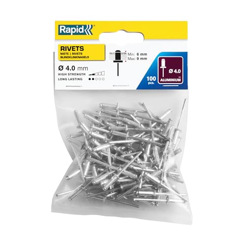 Rapid 5000379 - Rivetti Standard In Alluminio E Metallo, 4 X 12 Mm, Confezione Da 100 Pezzi