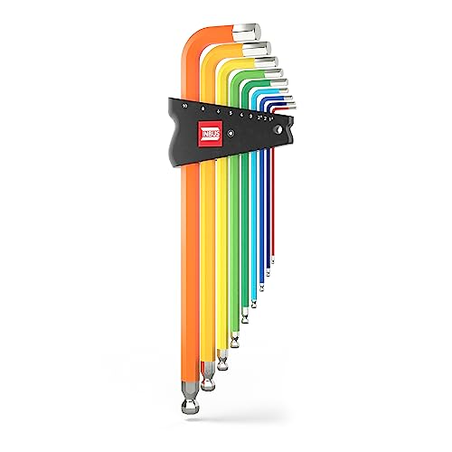 Inbus® 70273 Set Chiave A Brugola 9Pz, 1.5–10Mm, Con Colorgrip Multicolore & Testa A Sfera — Made In Germany