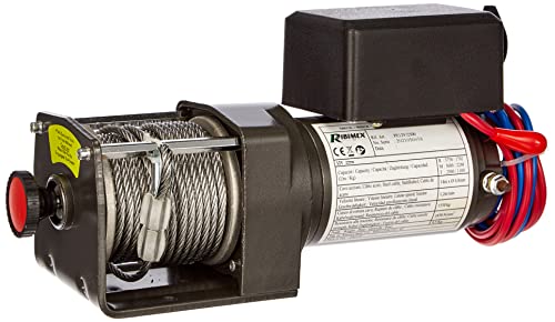 Ribimex Pe12V/2500 Argano Elettrico Da Fissare 12 V, Portata 1.100-2.200 Kg, Grigio