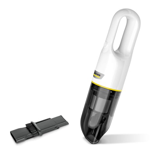 Kärcher Aspirabriciole A Batteria Cvh 2, Versione Bianca, Compatto Per Un Uso Rapido In Casa E In Macchina, Capienza: 0,15L, Peso: 0,65Kg, Batteria Da