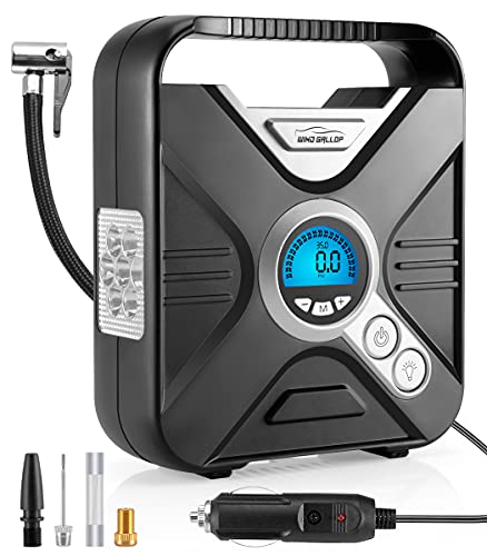 Windgallop Compressore Aria Portatile Auto Mini Compressore Portatile A Gonfiatore Elettrico Portatile Pompa Aria Con Manometro Per Pneumatici Luce A