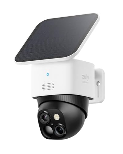 Eufy Security Solocam S340, 3K Telecamera Pannello Solare, Telecamera Wi-Fi Esterno Senza Fili, Sorveglianza A 360°, Wi-Fi A 2,4 Ghz, Nessun Costo Men