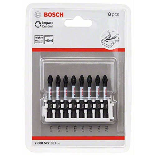 Bosch Accessories 8 Pz. Di Bit Avvitamento Pozidriv (Impact Control, X Pz2 Bits, Lunghezza 50Mm, Pick And Click, Accessorio Avvitatore A Impulsi)