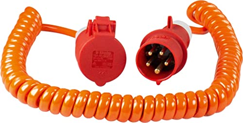 As - Schwabe 70416 Cavo A Spirale Da Cantiere 400V / 16A, 5M H07Bq-F 5G1.5, Arancione, Ip44 Commerciale, Cantiere