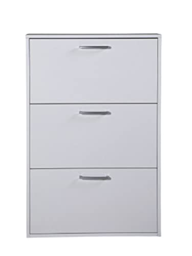 Composad | Scarpiera Della Linea Facile Con 3 Ribalte, Slim, Scarpiera Salvaspazio, Scarpiera Slim, Scarpiera Bianca, (Lxaxp) 65,10X99,60X15 Cm, Color