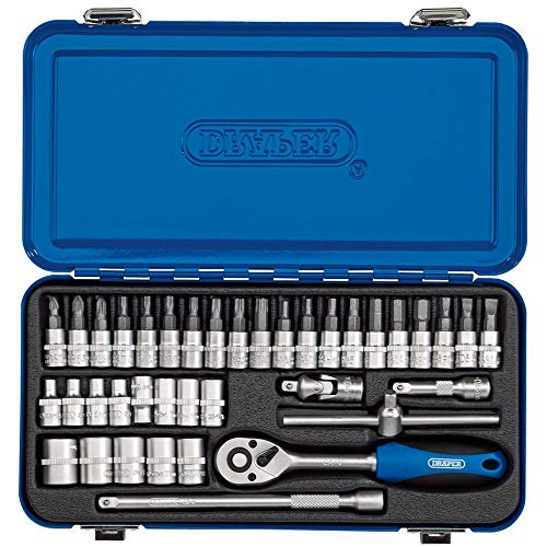 Draper 16366 - Set Di Chiavi A Bussola Metrica 1/4", 38 Pezzi