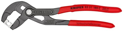 Knipex Pinza Per Fascette Click Per Fascette Click Bonderizzata Grigia, Rivestiti In Resina Sintetica Antiscivolo 180 Mm (Confezione Self-Service/Blis