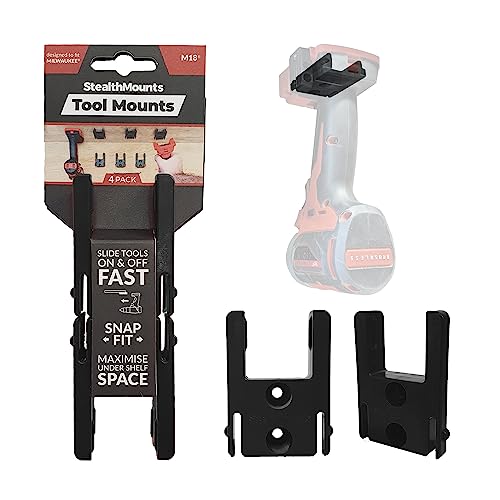 Stealthmounts Portautensili Per Milwaukee M18 | Supporti Per Utensili Elettrici Milwaukee 18V | Confezione Da 4 | Organizzatori Per Utensili Neri Per
