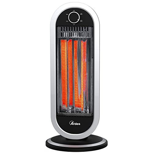 Ardes Ar4B01 Stufa Carbonio Oscillante Tizzo 900W, Stufa Carbonio, Argento Nero