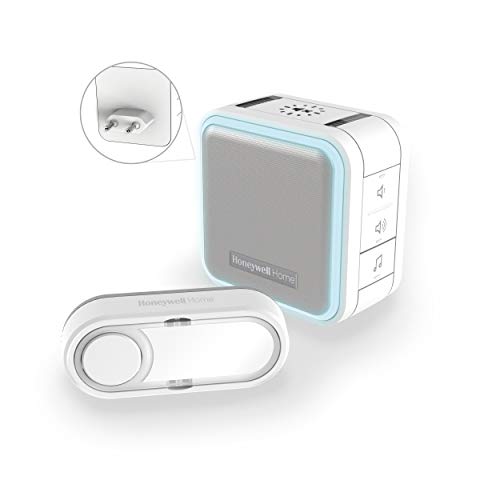 Honeywell Home Dc515Sp2 Serie 5, Campanello Senza Fili Plug-In Compatto Con Led E Pulsante (Bianco)