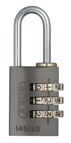 Abus Lucchetto A Combinazione 145/20 Titanium - Lucchetto Per Bagagli, Armadietti E Molto Altro. - Lucchetto In Alluminio - Codice Numerico Regolabile