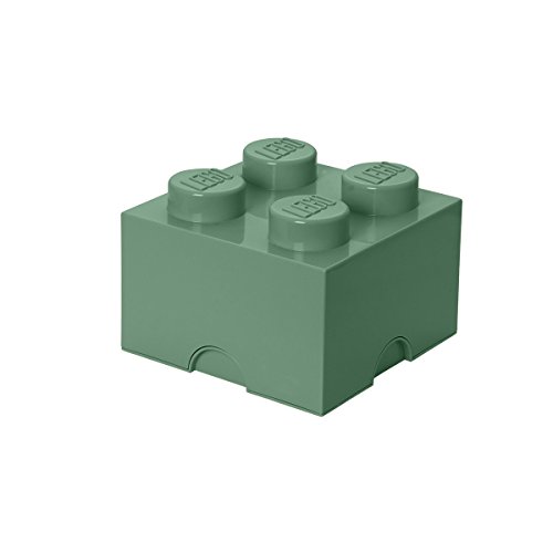 Mattoncino-Contenitore Lego A 4 Bottoncini, Contenitore Impilabile, 5,7 Litri, Sand Green
