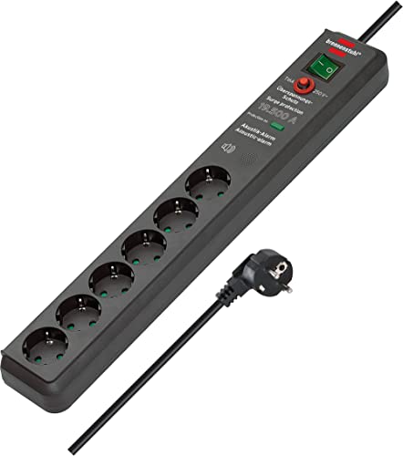 Brennenstuhl Secure-Tec Surge Protection 15.000 A 6Ac Outlet(S) 3M Black Surge Protector - Surge Protectors (6 Ac Outlet(S), 3500 W, 3 M, Black)