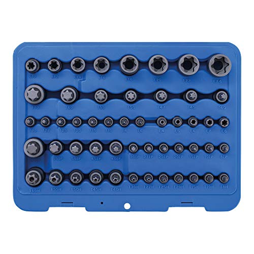 Juego De Puntas De Vaso Y Llaves De Vaso | Perfil E/Perfil T (Para Torx) / Perfil T (Para Torx) Con Orificio/Perfil Tp (Para Torx Plus) | 52 Piezas