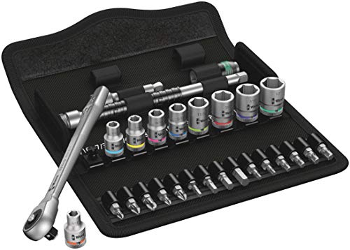 Wera, 8100 Sa 10 Kit Con Cricchetto Zyklop Metal Con Passante Quadro Attaco Da 1/4", In Pollici, 28 Pezzi