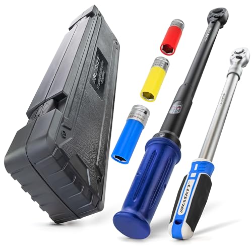 Haskyy Chiave Dinamometrica, 1/2", 40-210 Nm, Con Chiave Telescopica, 460-610 Mm, 72 Denti, Con Bussole, Set Sw 17, 19, 21, Auto, Industriale, Moto, A