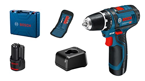 Bosch Professional 12V System Trapano-Avvitatore A Batteria Gsr 12V-15 (Incl. 2 Batterie Da 2,0 Ah, Caricabatteria Gal 12V-20, Accessori, In Valigetta