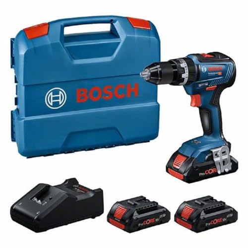 Bosch Professional 18V System Gsb 18V-55 Trapano-Avvitatore Con Percussione A Batteria (Motore Brushless, 55 Nm, 1.750 Giri/Min, Incl. 3 Batterie Proc