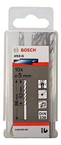Bosch Professional 10X Hss-G Punta Per Metallo (Ø 5 Mm, Robust Line, Accessori Per Trapani)