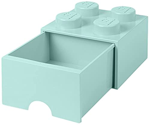 Cassettiera Mattoncino Lego 4 Bottoni, 1 Cassetto, Cassa Portaoggetti Impilabile, 4.7 L
