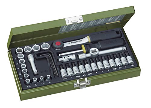 Proxxon 23080 - Set Chiavi A Tubo, 1/4", 36 Pezzi