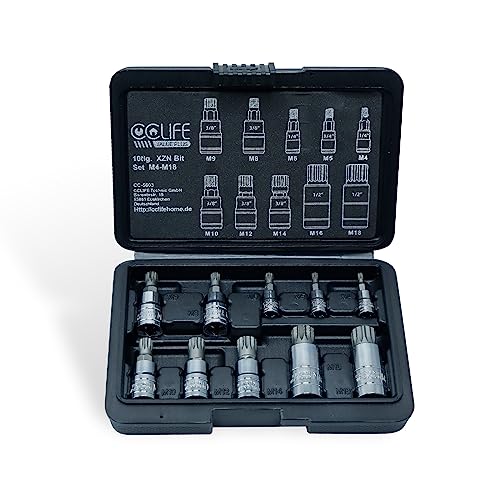 Cclife 10 Pezzi Xzn Chiavi A Bussola Torx M4 - M18, S2 Alloy Steel Socket Bit Set