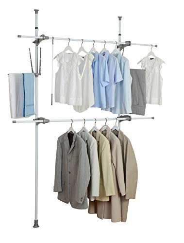 Wenko Sistema Armadio Telescopico Herkules Flex - Sistema Regolabile Di Organizzazione, Sistema Per Guardaroba, Acciaio, 116-190 X 165-300 X 36 Cm, Bi
