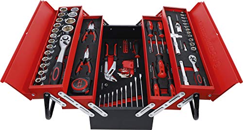 Kraftmann Bgs Diy 6056 - Cassetta Degli Attrezzi In Metallo Con Assortimento Di Attrezzi, 86 Pezzi